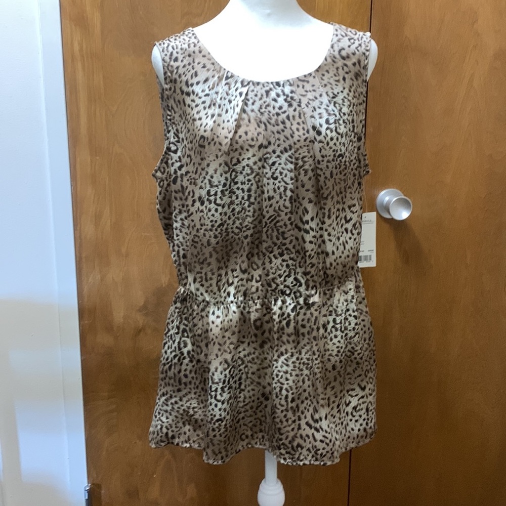 ELEMENTZ LEOPARD ANIMAL PRINT TOP BLOUSE SZ L